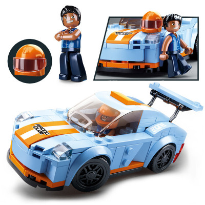 小鲁班兼容乐高城市F1方程式超级赛车跑车模型拼装积木组装汽车系列男孩子玩具6岁8小颗粒9蓝隐花豹0633A（148片）