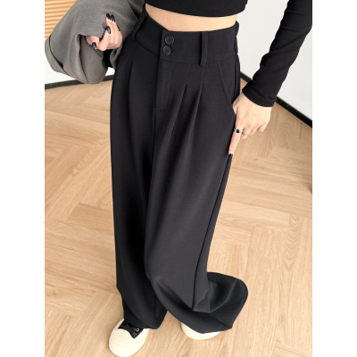 西装裤女新款春秋高级感垂感小个子休闲直筒宽松秋季阔腿裤子