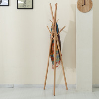 北欧衣帽架落地式客厅挂衣架家用卧室简约衣服架子创意全实木衣架