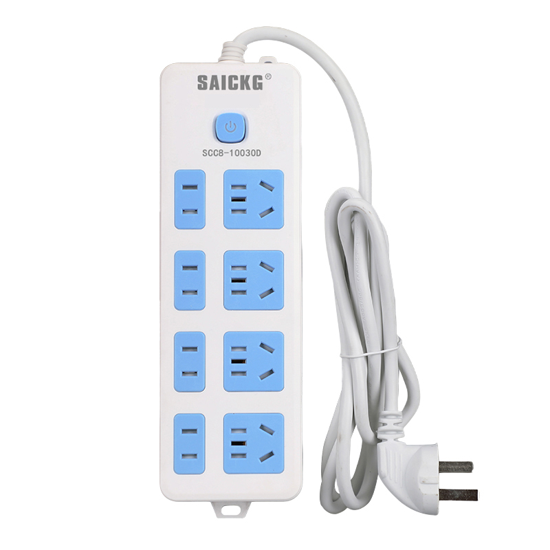 SAICKG SCC8-10030D 四位5孔 四位2孔 1.8M 2500W 插排(单位:个)蓝白