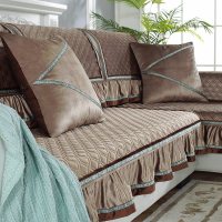家柏饰(CORATED)毛绒沙发垫四季通用皮沙发防滑坐垫子简约现代时尚沙发套罩 暖熙-浅咖 70*180cm+花边