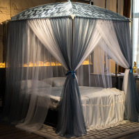 京城派 2021新款双层加密帐纱蚊帐U型落地式蚊帐家用夏天三开门落地支架宫廷加密方便拆洗