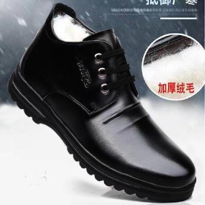 皮鞋男冬季保暖加绒男士高帮皮鞋商务休闲棉鞋男中老年爸爸棉靴诺妮梦