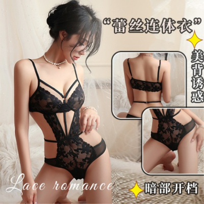 长夜漫漫情趣内衣性感诱惑纯欲御姐蕾丝透视免脱蕾丝连体衣女2020