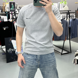 拼接色夏季新款莫代尔面膜恤撞色设计感拼接休闲男士圆领短袖T恤