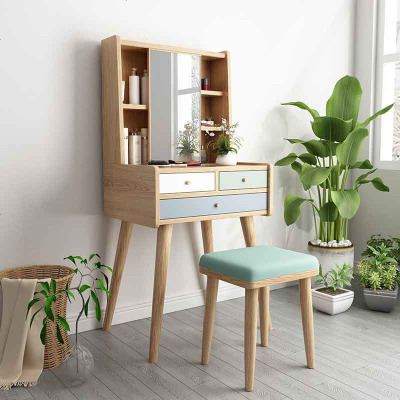 北欧梳妆台小户型桌卧室现代简约化妆台收纳柜一体60cm网红ins风