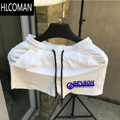HLCOMAN夏季冰丝白色短裤男潮牌帅气修身直筒夏季精小伙三分休闲中裤潮