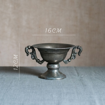 美帮汇古典高脚杯花器 花瓶花翁花盆复古欧式铁艺插花器皿金色烛台 14号银色
