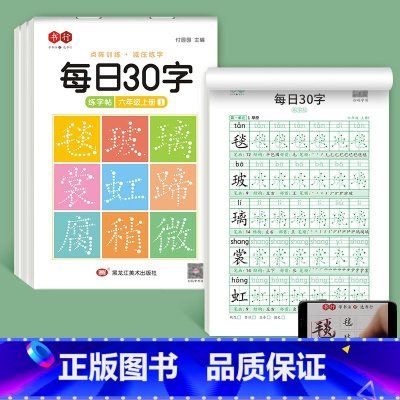六年级上册3本 [正版]减压同步字帖每日30字一年级字帖上下册语文雷射同步练字帖二三年级人教版小学生每日一练钢笔临摹描红