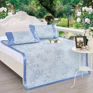 美帮汇家纺春夏凉席三件套折叠席子枝间花茗冰丝席[聚] 枝间花茗冰丝席 1.8m（6英尺）床