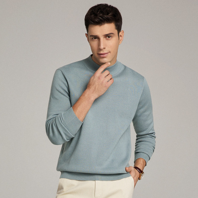 HLCOMAN男士短款针织衫半高领毛衣中领打底衫秋冬季圆领毛衫外套男毛衣