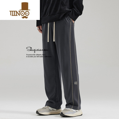 YANXU初秋美式街头运动卫裤男士宽松直筒潮牌高街垂坠感阔腿休闲裤