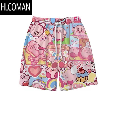 HLCOMAN星之卡比运动短裤男情侣款沙滩裤休闲宽松阔腿裤五分裤夏季大裤衩