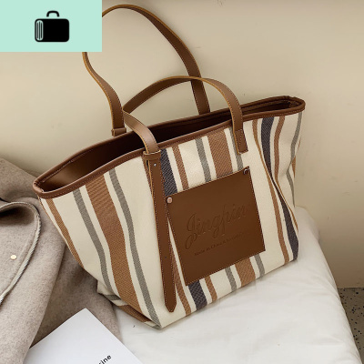 韩版大容量手提包包女2020新款潮夏季休闲百搭ins单肩帆布托特包NEW LAKE女士单肩包