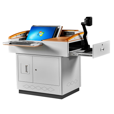 臻远 ZY-DMTYJT-03多媒体电脑桌全木面豪华钢木结合款1100*780*1000