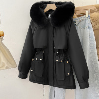 加棉加厚派克服棉服女冬季2024年新款韩版棉衣大毛领短款连帽棉袄