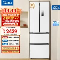 美的(Midea)340一级能效双变频法式多门四开门小型白色家用冰箱超薄风冷无霜节能低噪MR-340WFPE白色以旧换新