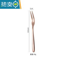 敬平家用水果叉套装304不锈钢小吃水果的叉子创意时尚可爱水果签果插 玫瑰金5支装