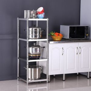 不锈钢厨房置物架落地夹缝收纳架冰箱缝隙储物架五层微波炉锅菜架时尚新款