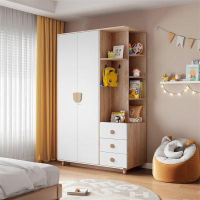 全友家居 儿童衣柜平开门现代轻奢卧室家用衣橱带抽屉边桌大容量储物衣柜组合