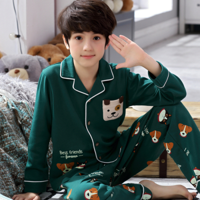 HLCOMAN睡衣男孩青少年12岁初中学生春秋季13-14长袖棉中大童15薄款夏9