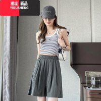 YIBUSHENG冰丝山本短裤女季薄款2024新款高腰休闲阔腿休闲中裤运动五分裤