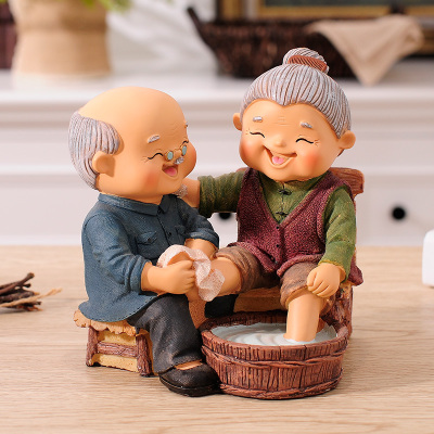 老人老头老太太摆件白头偕老酒柜客厅家居装饰品夫妻情侣结婚