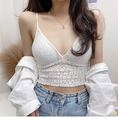 苏芈吊带背心女设计感小众内搭外穿美背网红蕾丝短款打底抹胸上衣