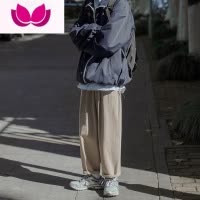 七斓H2023春季新品男士休闲裤韩版宽松纯色百搭直筒裤bf风学生九分裤