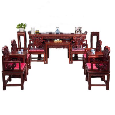 晋舰 复古中堂十二件套家用客厅实木八仙桌财神供桌条案翘头桌农村堂屋