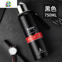 保温杯男大容量304不锈钢水杯男士网红便携泡茶杯子水壶女 FENGHOU 黑本色800ml(送杯刷+杯套)