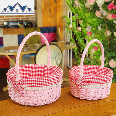 优质柳编小竹篮手提篮藤编收纳篮编织篮儿童采摘野餐篮迷你小篮子 三维工匠