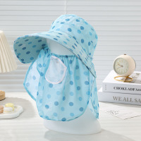 女遮阳防晒帽子采茶遮脸遮阳帽子韩版大檐口罩披肩户外骑车太阳帽