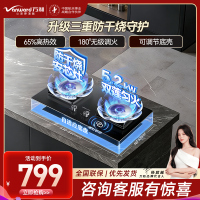 万和(Vanward)[小灶君B10 Pro·防干烧]天然气燃气灶5.2kW烟灶联动国家补贴20%嵌入式家用煤气双炉具