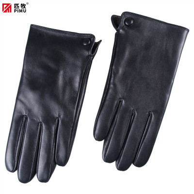 匹牧 PM-PST-001 男士真皮手套秋冬季保暖加绒防风 黑色光板扣子 11 单位:双