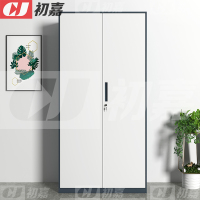 初嘉WJGT-005钢制文件柜窄边资料柜拆装档案柜带锁储物柜灰白套铁门文件柜