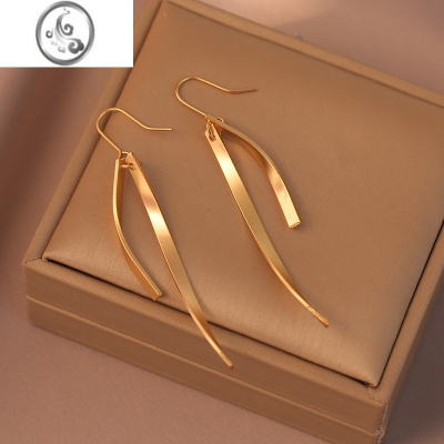 JiMi流苏线条耳环ins小众设计感耳钉高级感几何耳饰蚊香盘无耳洞耳夹