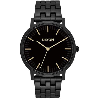 Nixon尼克松 圆形黑色手表大表盘男士石英手表学生表静音 A1057