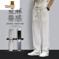 YANXU亚麻裤男夏季宽松直筒阔腿长裤棉麻运动裤轻熟风休闲裤子