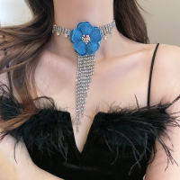 海边度假法式牛仔花朵耳环女轻奢高级感小众设计超仙气质流苏耳饰送女朋友老婆情人节七夕生日礼物