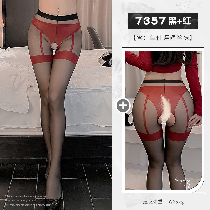 霏慕性感情趣内衣油亮开裆丝袜连裤袜薄透视情侣情绪内衣一线档连体衣透明免脱手撕袜高腰床上衣服午夜魅力女式情趣睡衣