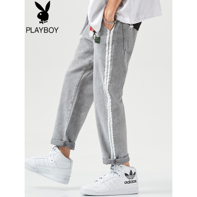 花花公子牛仔裤2021新款男士宽松直筒韩版潮牌休闲百搭潮流长裤子