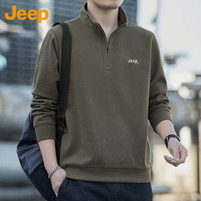 Jeep吉普品牌长袖t恤男士上衣2025年春季新款休闲运动卫衣男外套