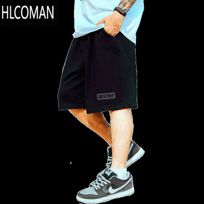 HLCOMAN夏季字母宽松短裤男潮牌ins运动裤加肥加大五分裤大码裤子篮球裤