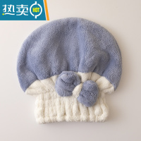 敬平懒人干发帽女吸水速干加厚2022新款可爱珊瑚绒洗头浴帽包头巾 蓝色蝴蝶结