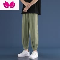 七斓胖子垂坠感冰丝休闲裤子男夏季薄款宽松直筒大码阔腿裤痞帅九分裤