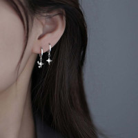 s925银针不对称星芒耳扣女小众耳环高级感独特耳坠个性冷淡风耳饰送女朋友老婆情人节七夕生日礼物