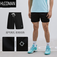 HLCOMAN2025新款篮球运动跑步美式短裤四分速干抽绳系带休闲针织短裤