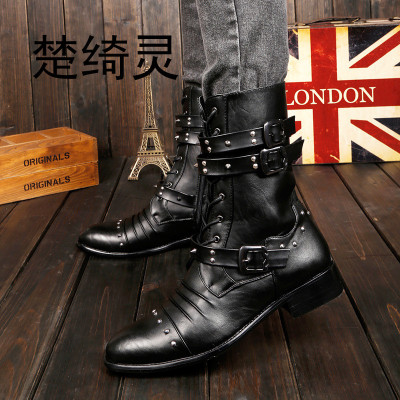 楚绮灵跨境夏季新款英伦马丁靴男靴子复古铆钉男鞋短靴工装靴