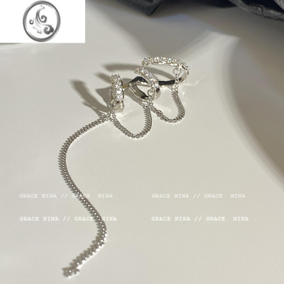 JiMi闪钻流苏耳夹无耳洞女轻奢高级感耳骨夹2023新款小众设计耳环耳饰